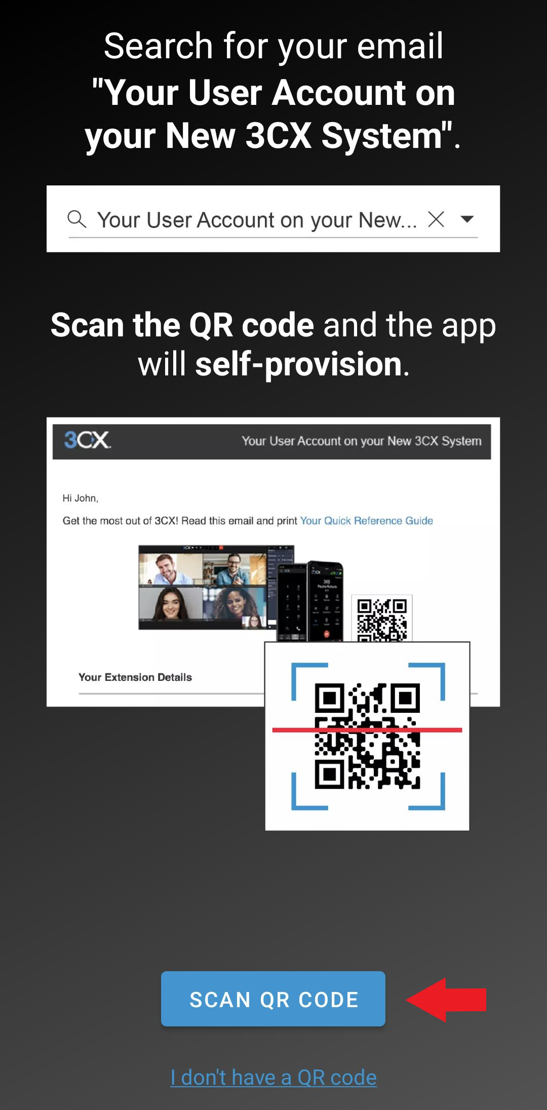3CX Android Scan QR code